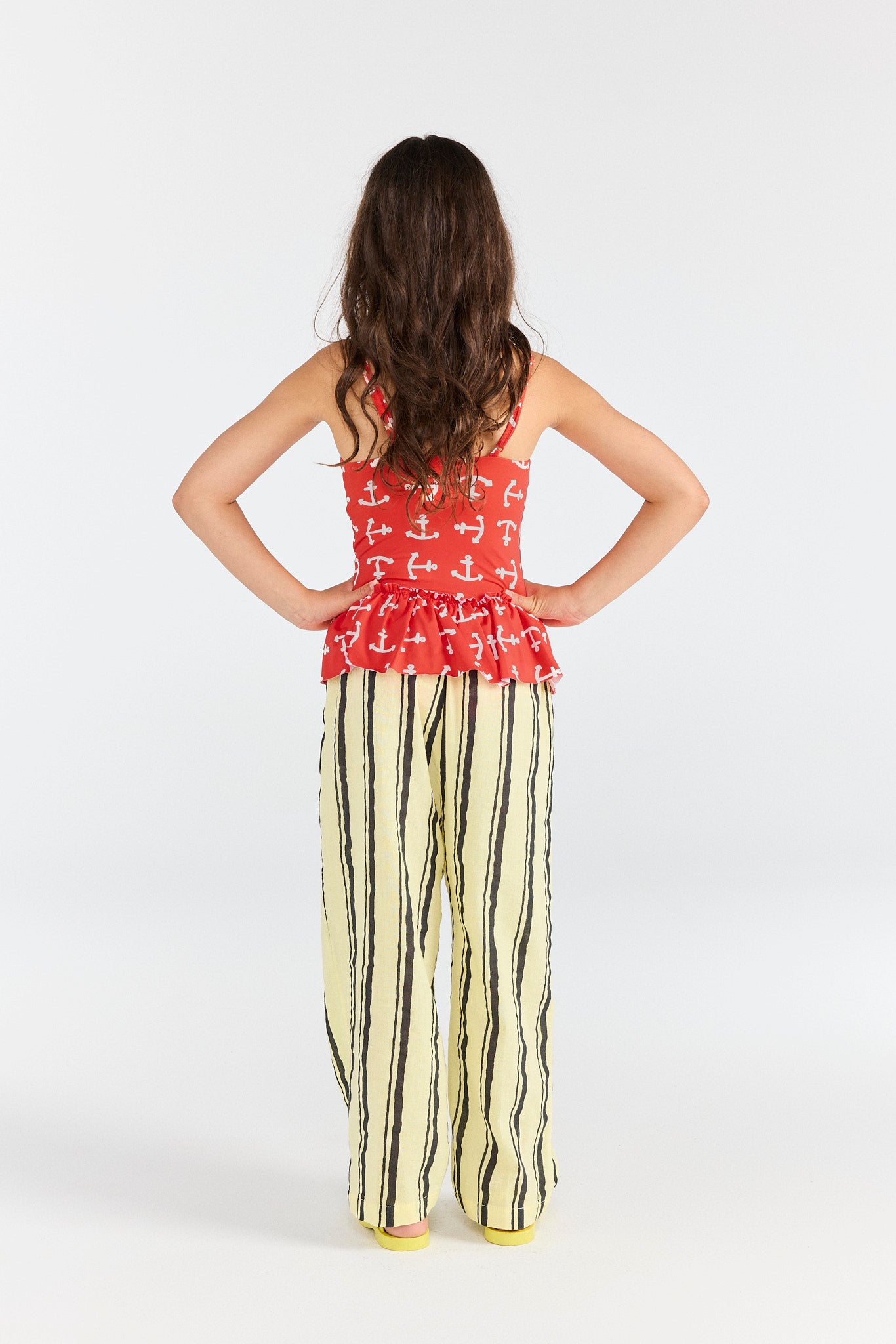 Soft Yellow Antelope Pants MODEL BACK
