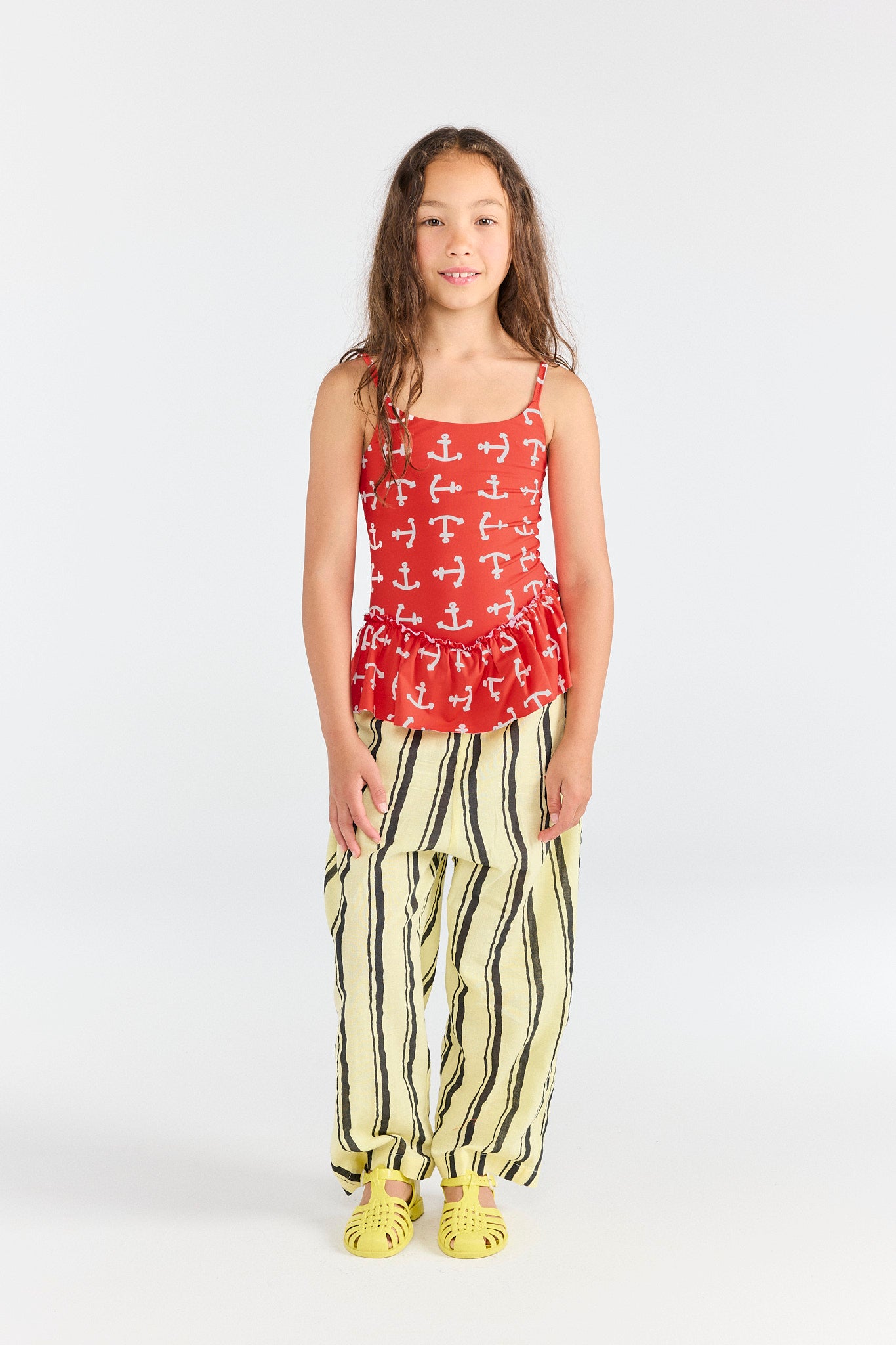 Soft Yellow Antelope Pants MODEL FRONT