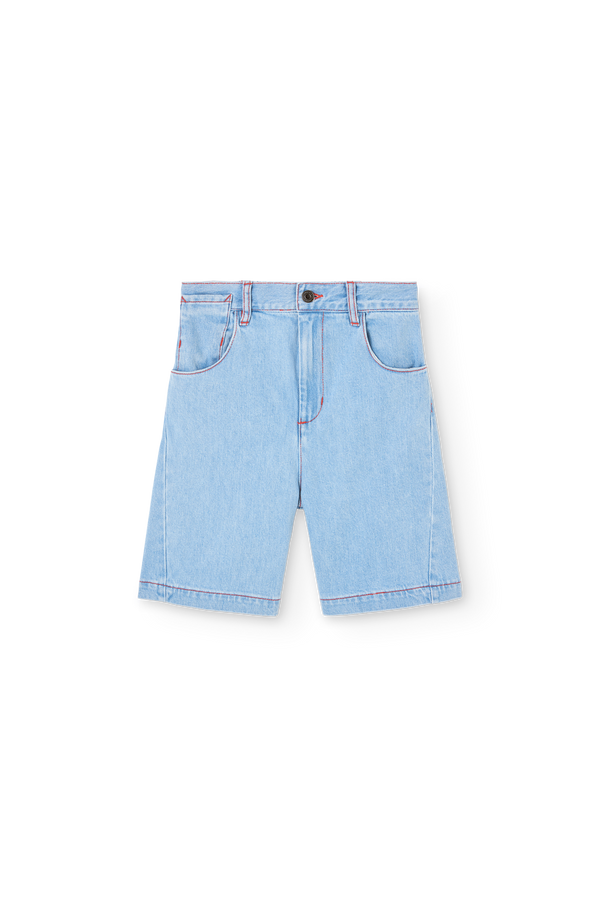 Soft Blue Muntjac Denim Shorts PRODUCT FRONT
