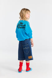 Blue Muntjac Denim Shorts MODEL BACK