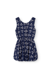 Deep Blue Flamingo Dress PRODUCT BACK