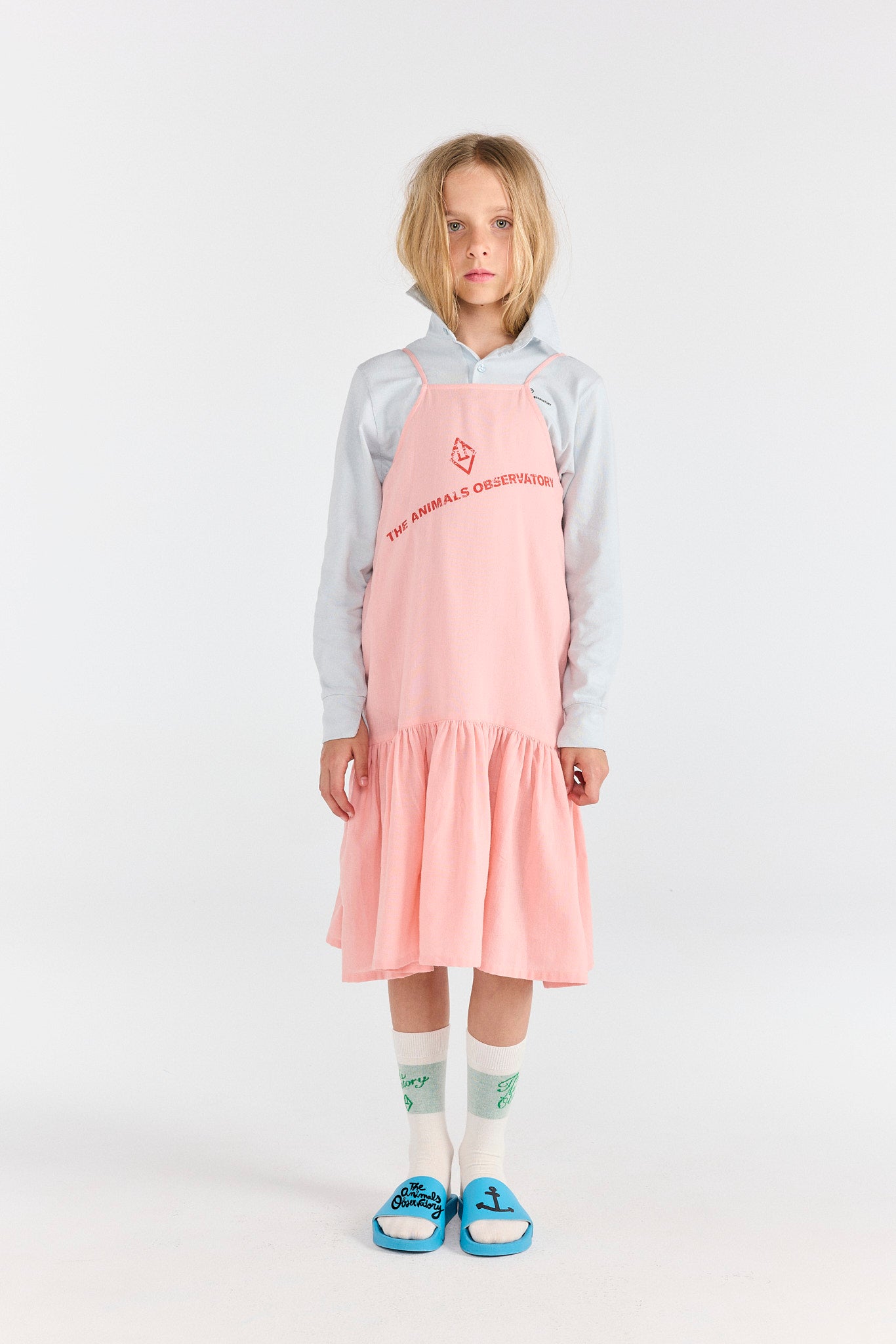 Soft Pink Hummingbird Dress MODEL FRONT