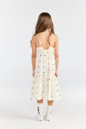 Raw White Hummingbird Dress MODEL BACK