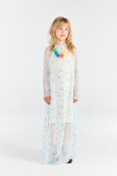 Raw White Peacock Dress MODEL FRONT