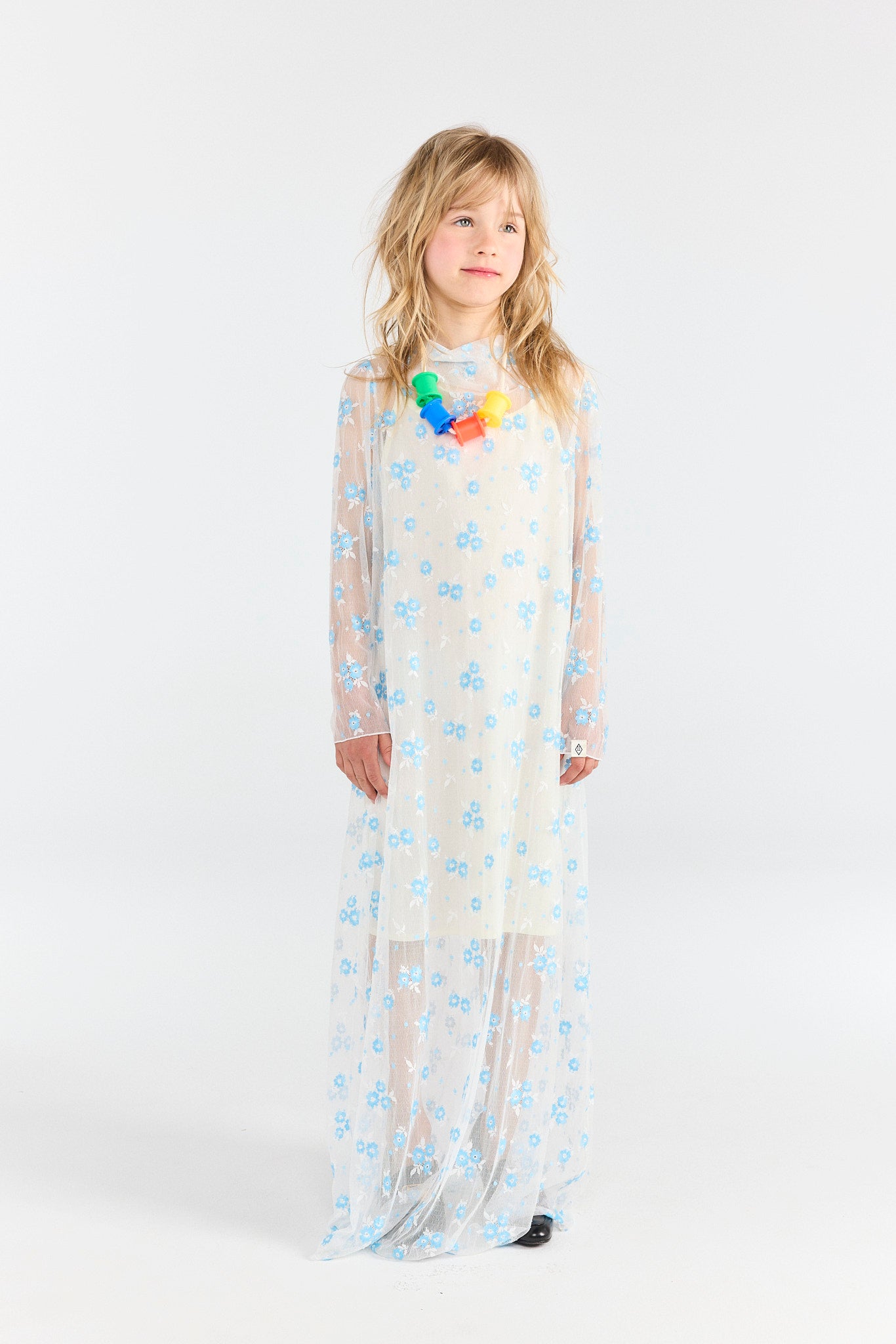 Raw White Peacock Dress MODEL FRONT