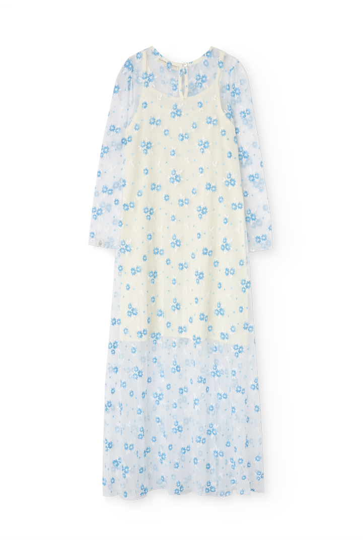 Raw White Peacock Dress PRODUCT BACK