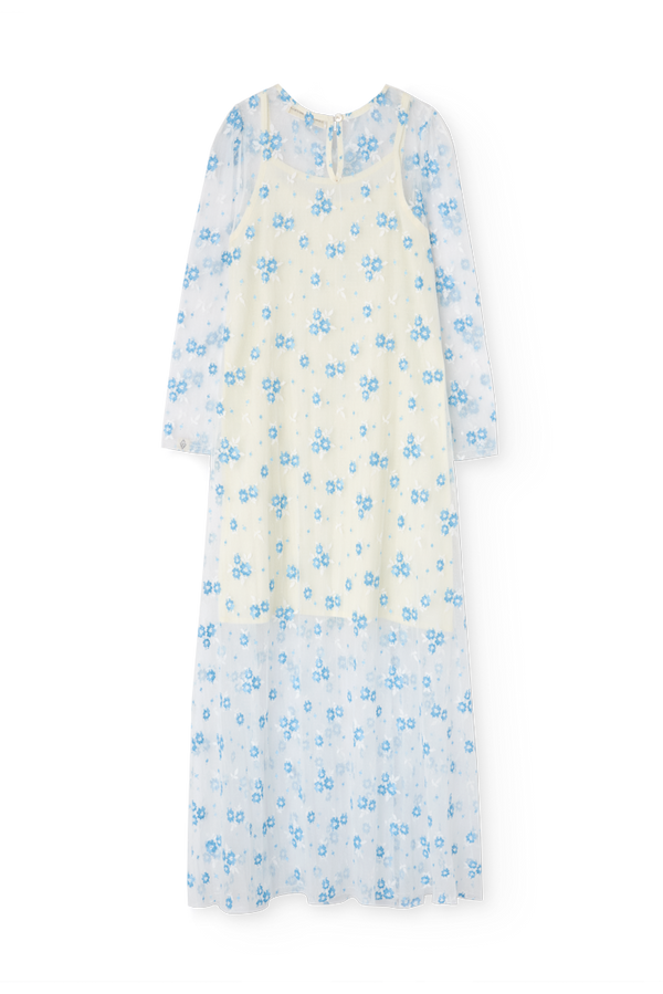 Raw White Peacock Dress PRODUCT BACK