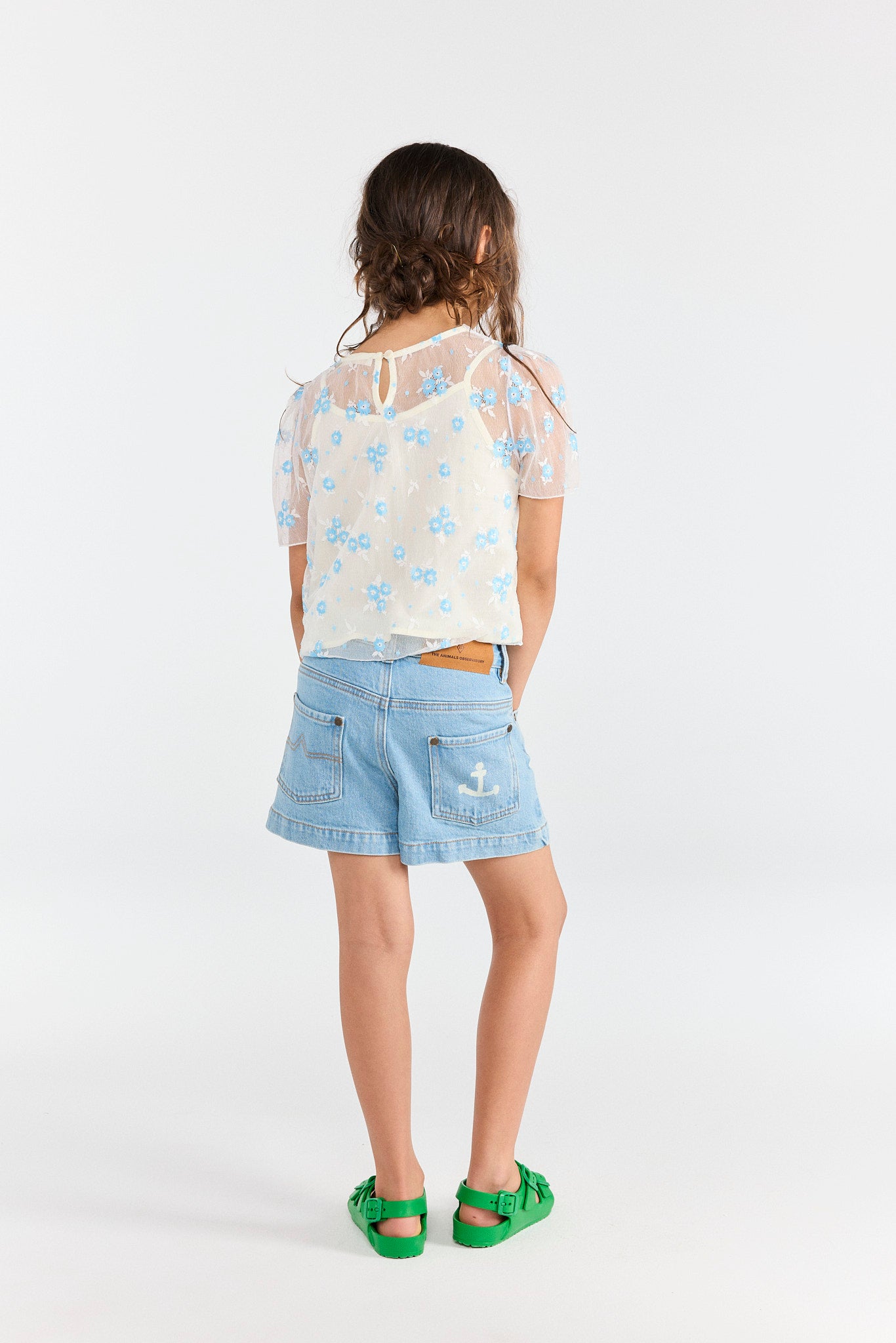 Soft Blue Pig Denim Denim Shorts MODEL BACK