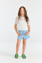 Soft Blue Pig Denim Denim Shorts MODEL FRONT