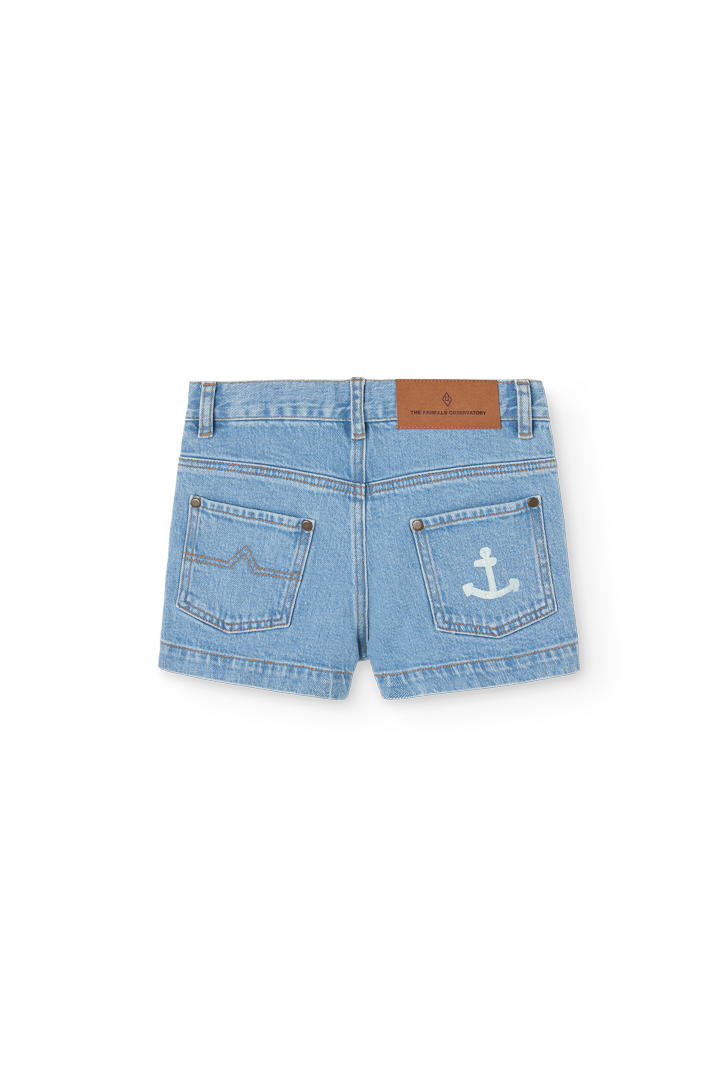 Soft Blue Pig Denim Denim Shorts PRODUCT BACK
