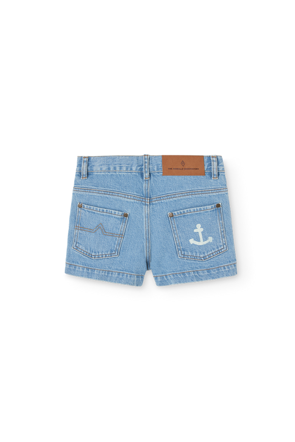 Soft Blue Pig Denim Denim Shorts PRODUCT BACK