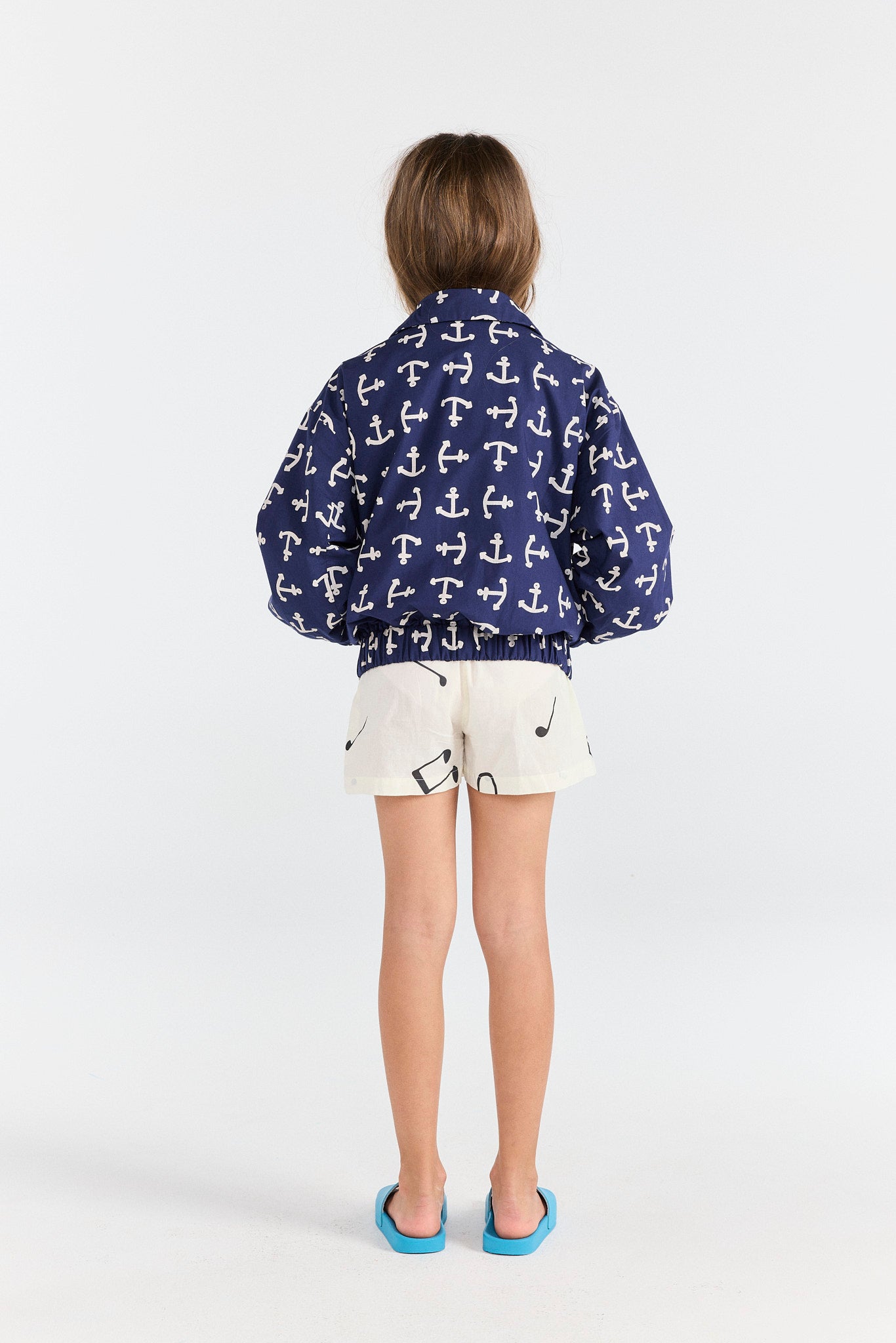 Deep Blue Tiger Bomber Jacket MODEL BACK