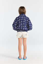 Deep Blue Tiger Bomber Jacket MODEL BACK