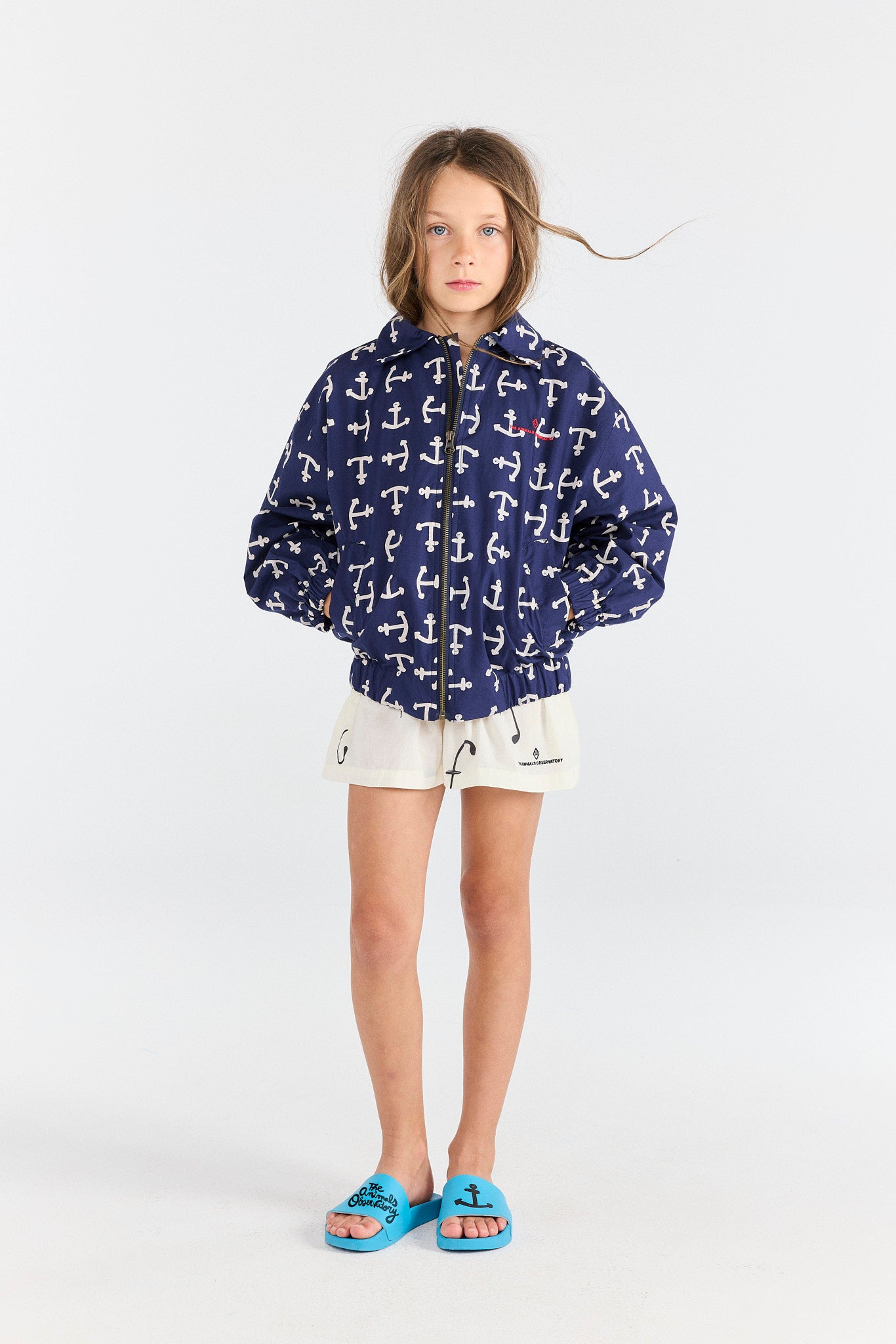 Deep Blue Tiger Bomber Jacket MODEL FRONT