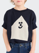 Deep Blue Bat Sweater Vest CLOSE VIEW