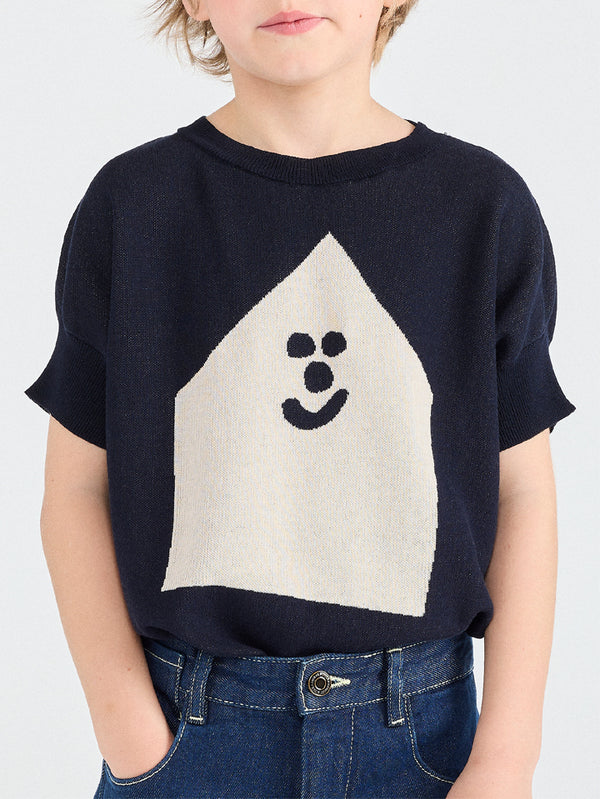 Deep Blue Bat Sweater Vest CLOSE VIEW