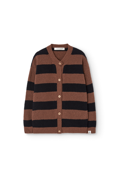 Striped Brown Toucan Cardigan | The Animals Observatory