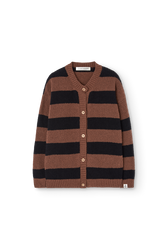 Striped Brown Toucan Cardigan PRODUCT FRONT