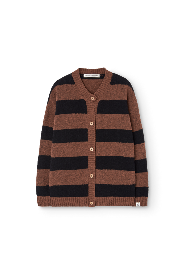 Striped Brown Toucan Cardigan PRODUCT FRONT