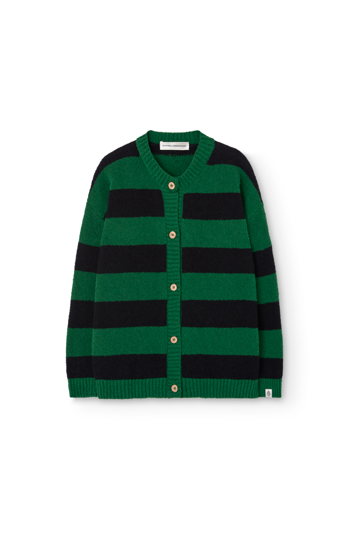 Striped Green Toucan Cardigan PRODUCT FRONT