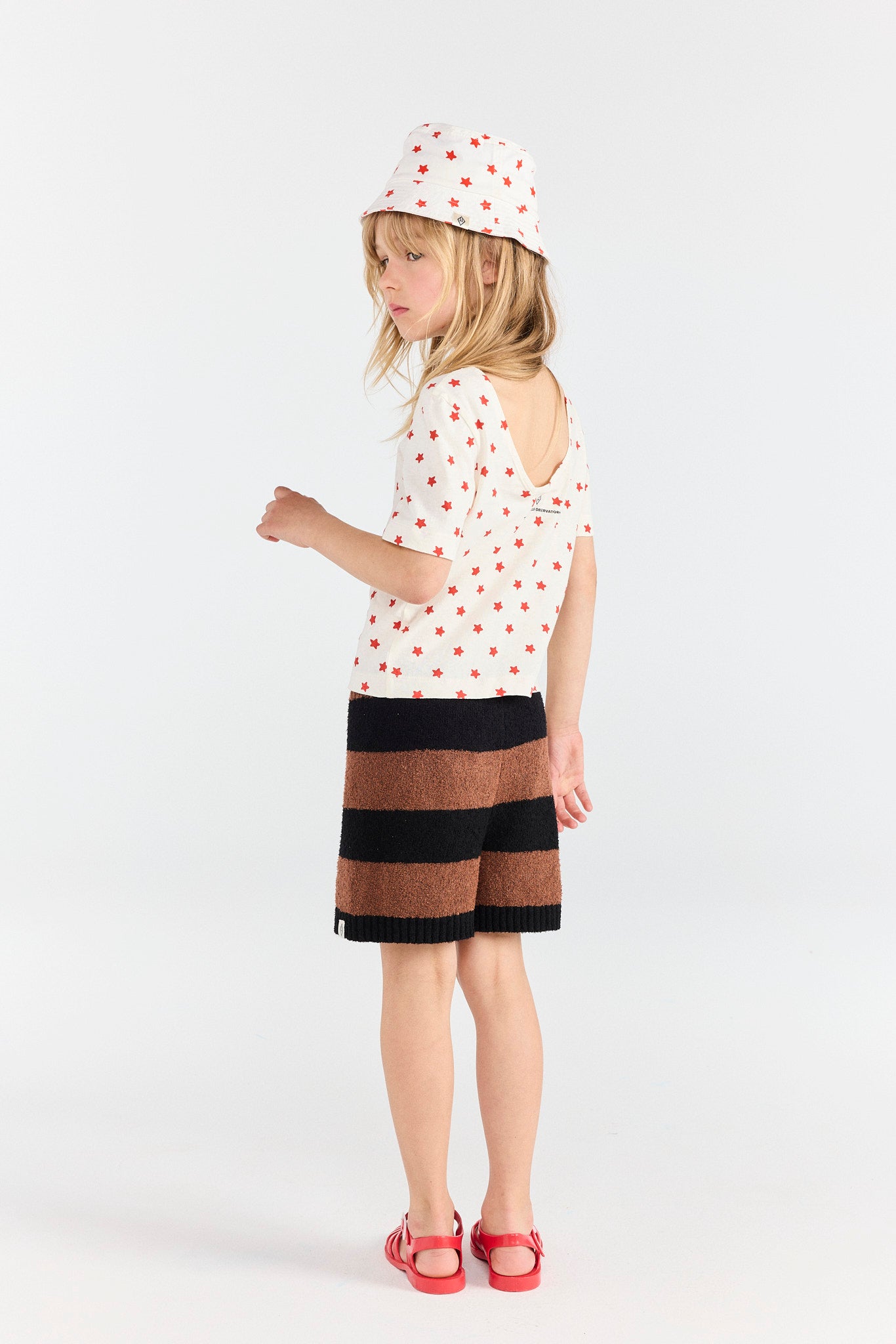 Striped Brown Opossum Shorts MODEL BACK