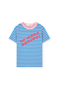 Striped Blue Rooster T-Shirt COVER