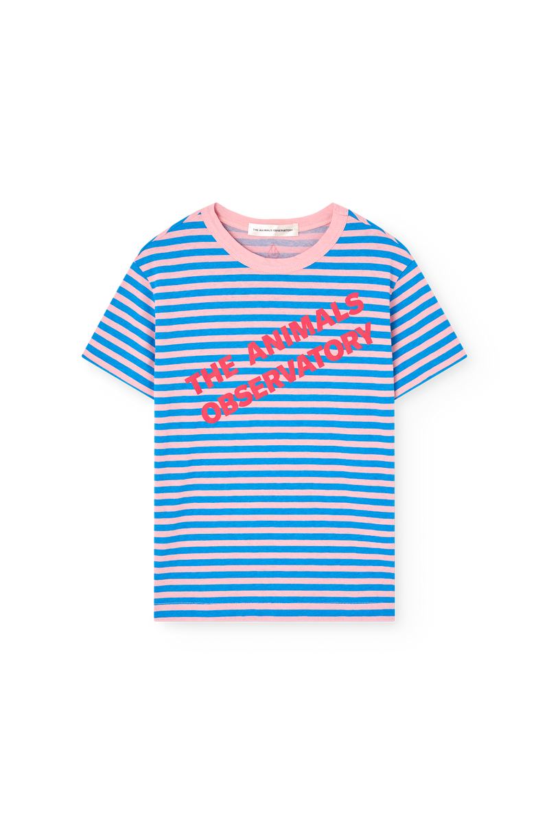 Striped Blue Rooster T-Shirt COVER