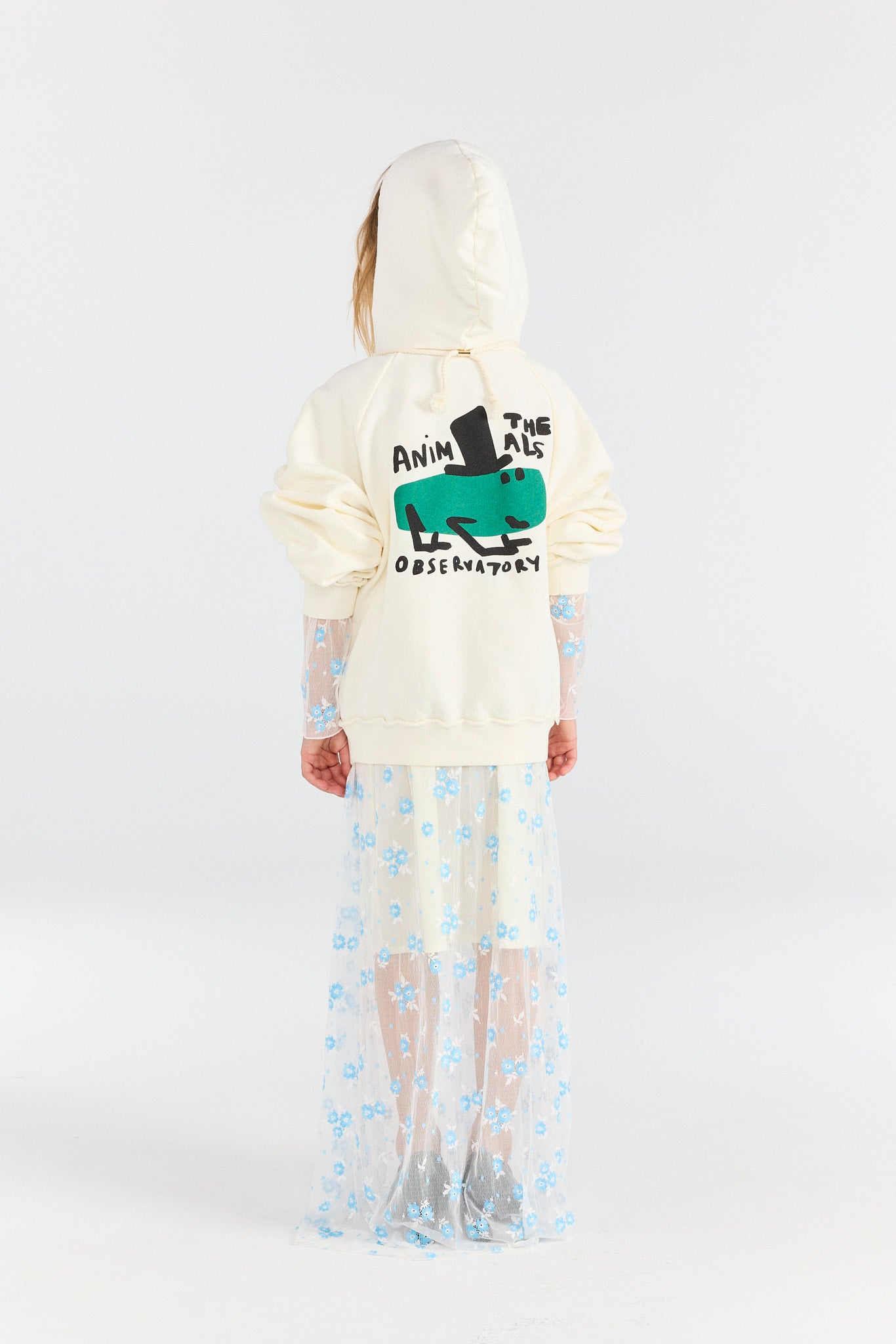 Raw White Beaver Hoodie MODEL BACK