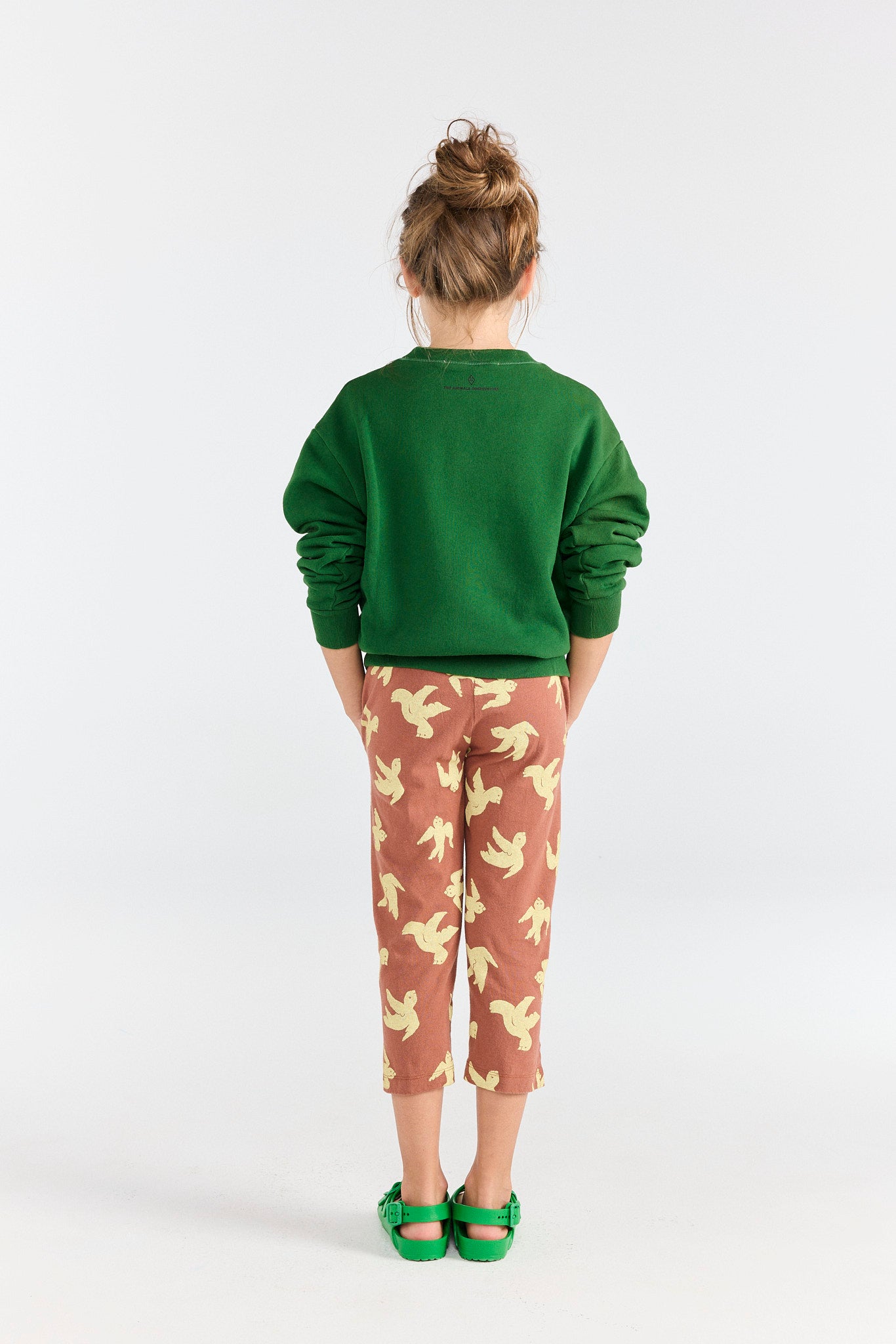 Dark Green Bear Sweatshirt MODEL BACK