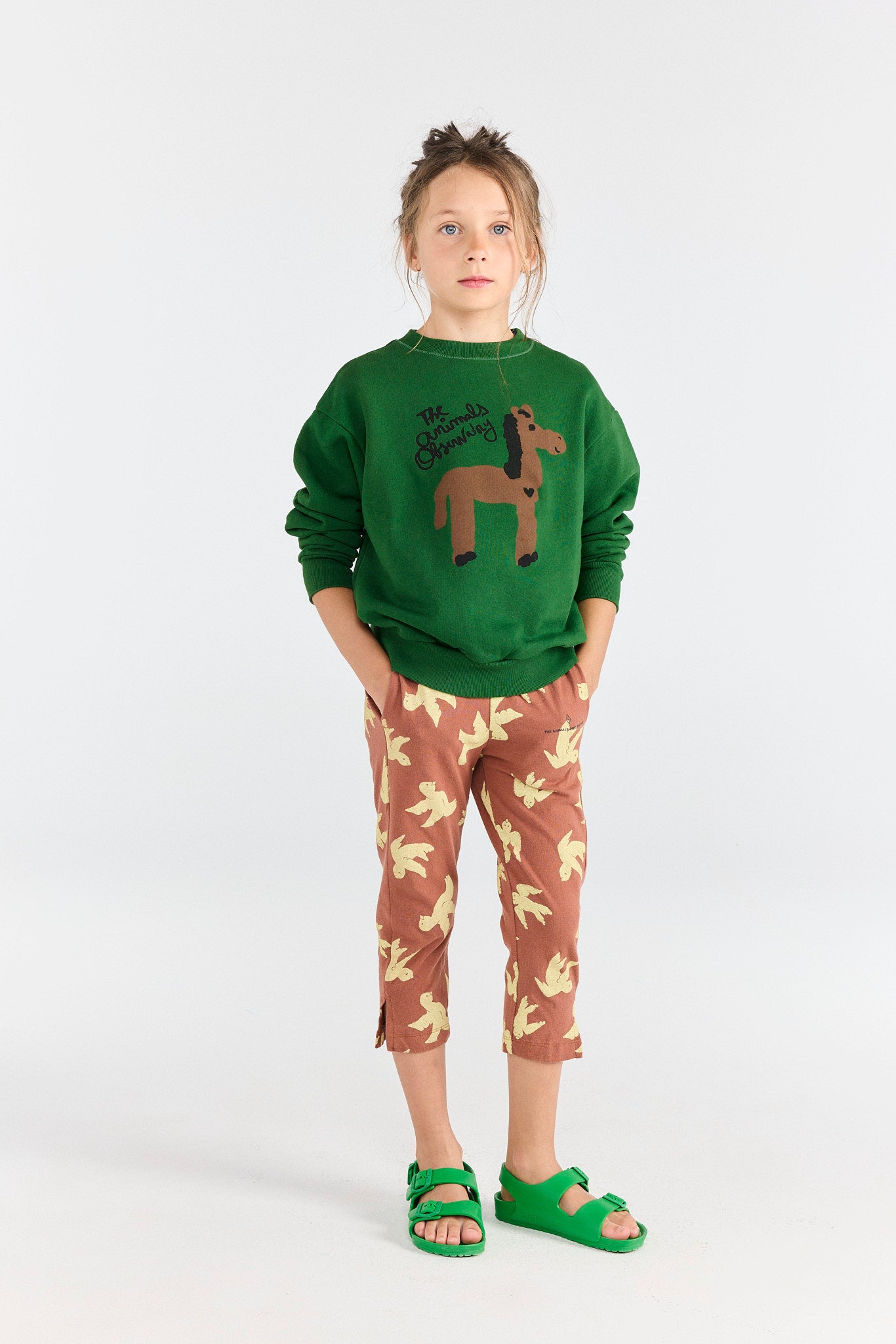 Dark Green Bear Sweatshirt MODEL FRONT