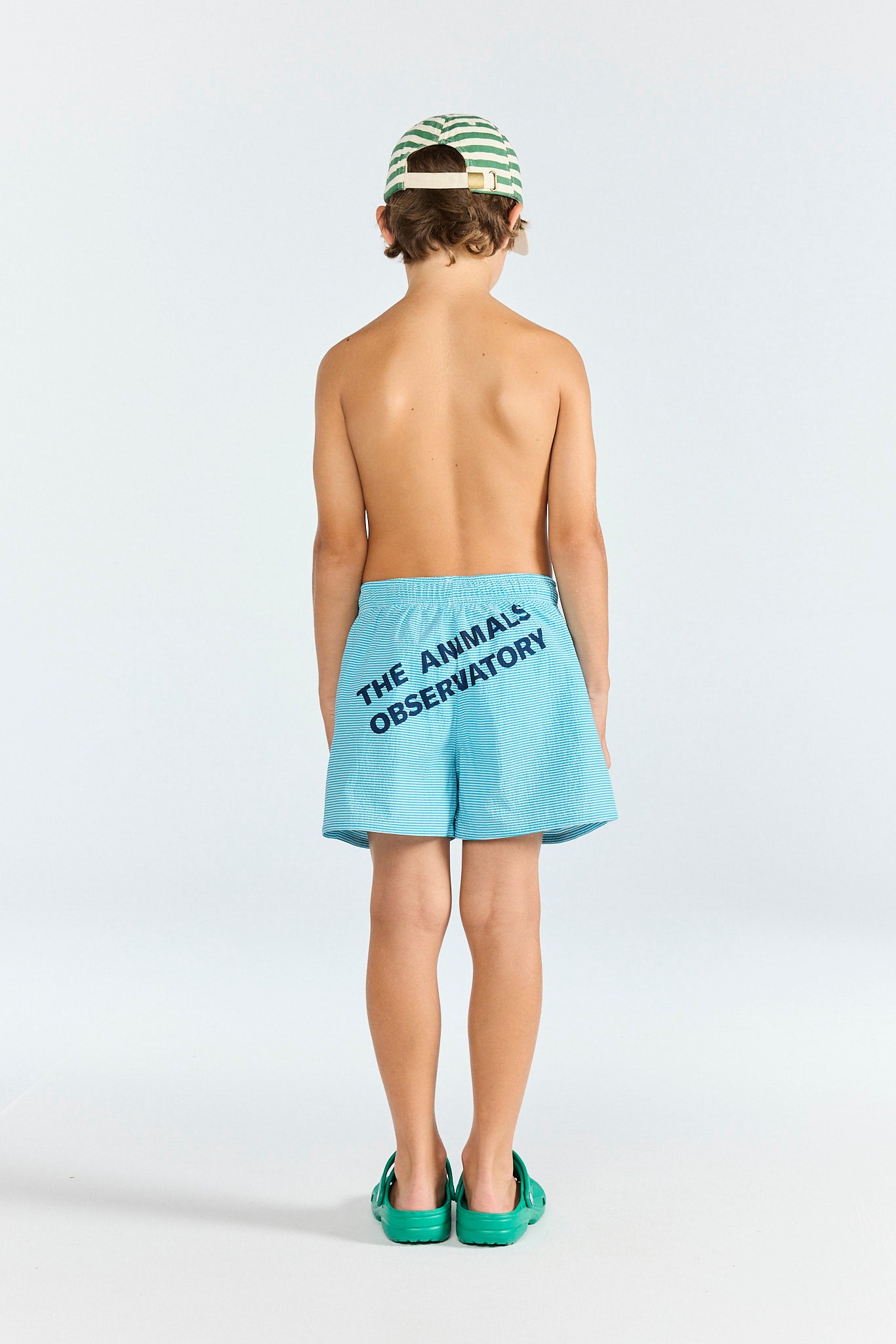 Striped Blue Gavial  Shorts MODEL BACK