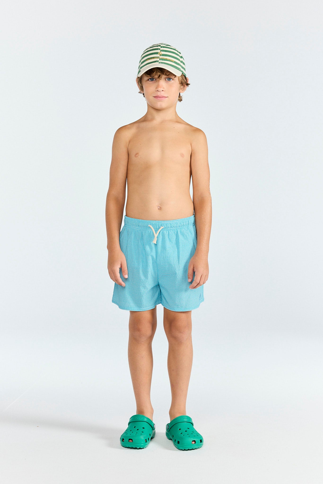 Striped Blue Gavial  Shorts MODEL FRONT