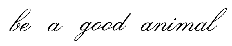 In the image, we can see a banner with the text, "be a good animal".