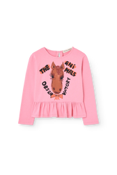Pink Scamper Long Sleeve T-shirt FRONT