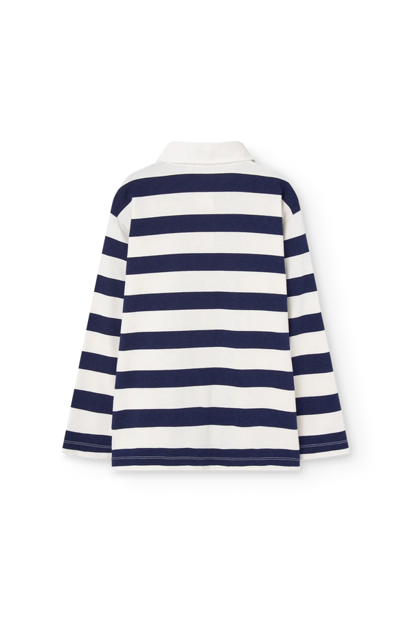 Navy Stripes Lionfish Polo Shirt BACK