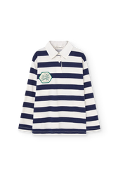 Navy Stripes Lionfish Polo Shirt FRONT