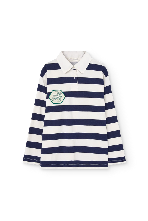 Navy Stripes Lionfish Polo Shirt FRONT