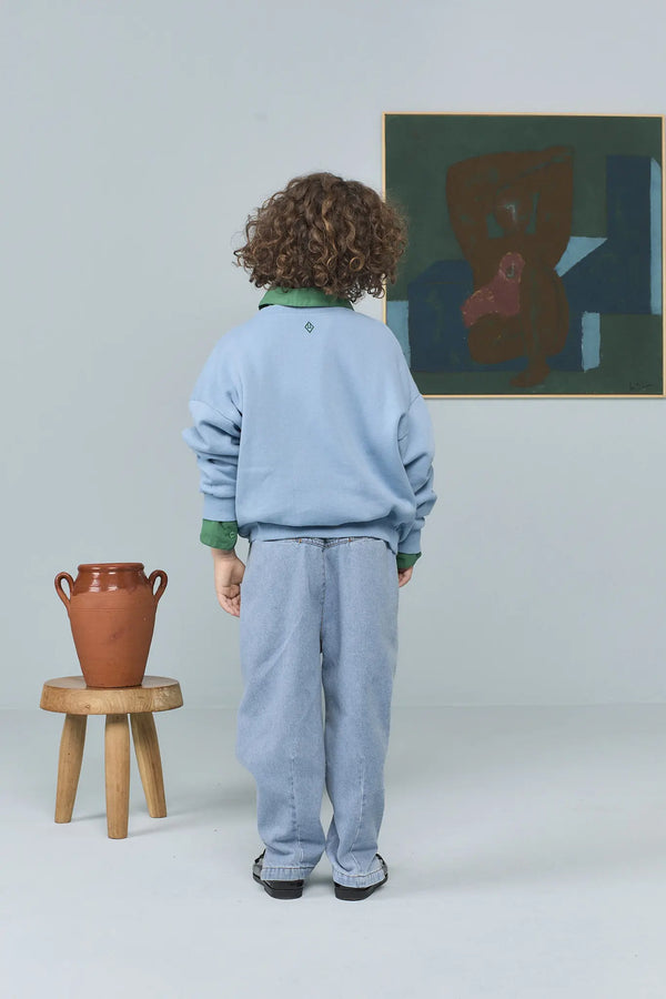 Dusty Blue Killifish Sweatshirt MODEL BACK