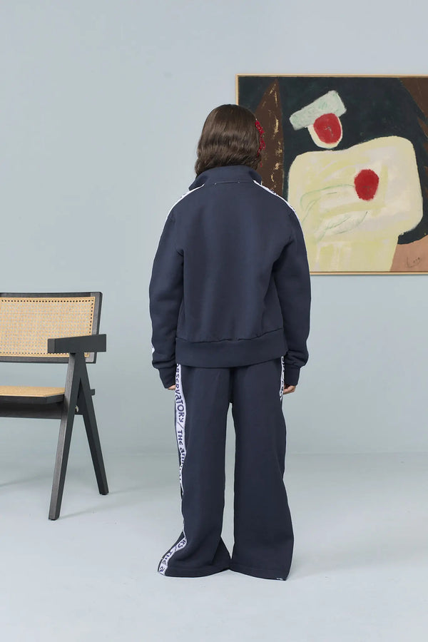 Navy Zebra Track Jacket MODEL BACK