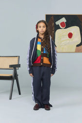 Navy Zebra Track Jacket MODEL FRONT