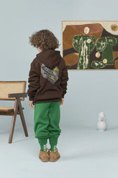 Dark Brown Goat Hoodie MODEL BACK