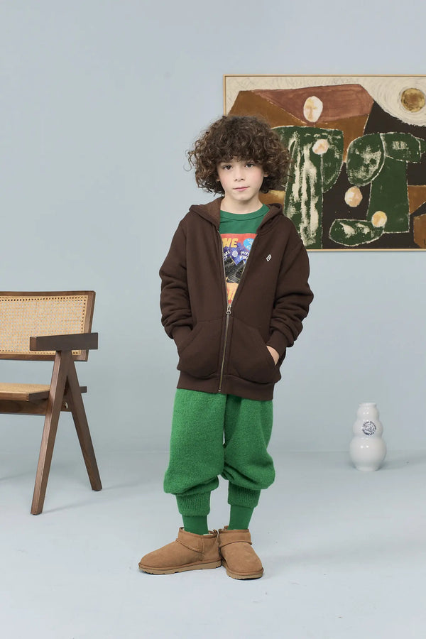 Dark Brown Goat Hoodie MODEL FRONT