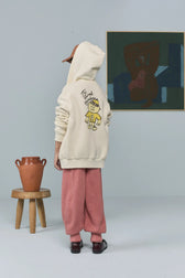 Raw White Goat Hoodie MODEL BACK