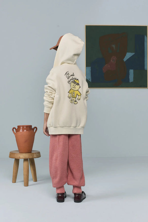 Raw White Goat Hoodie MODEL BACK