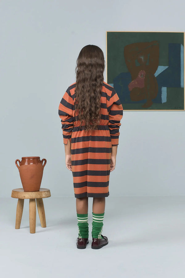 Striped Pigeon Dress MODEL BACK