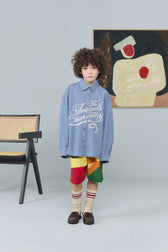 Dusty Blue Wolf Shirt MODEL FRONT