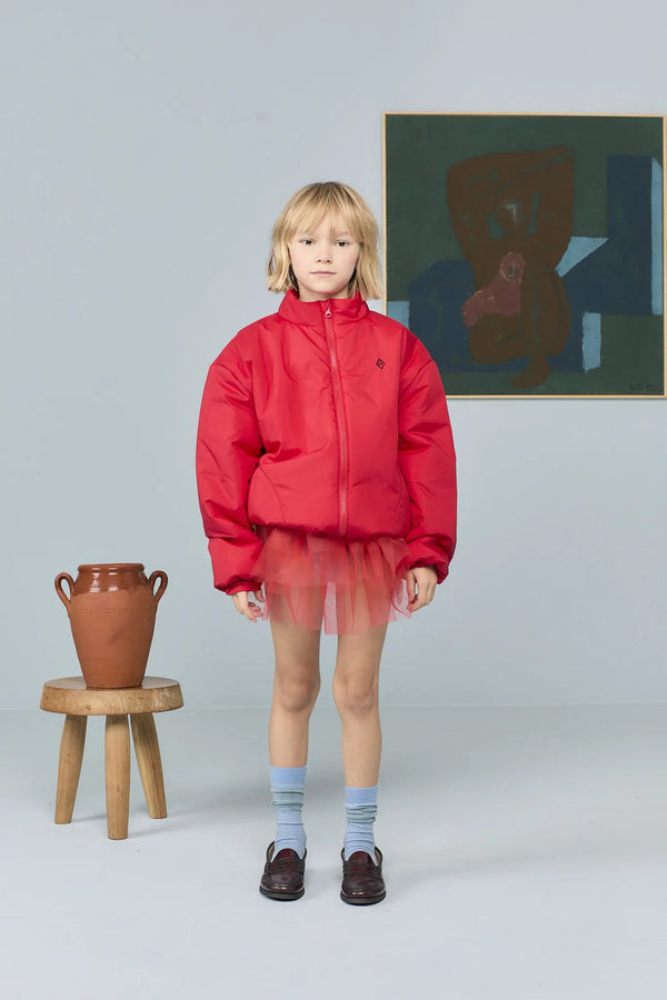 Red Crocodile Puffer Jacket MODEL FRONT