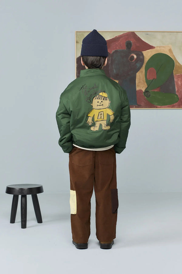 Dark Green Crocodile Puffer Jacket MODEL BACK