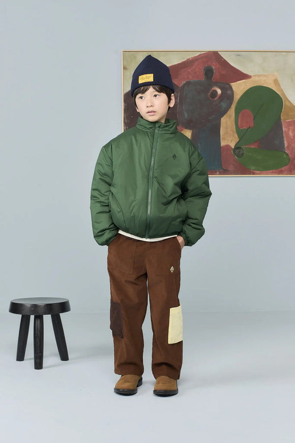 Dark Green Crocodile Puffer Jacket MODEL FRONT