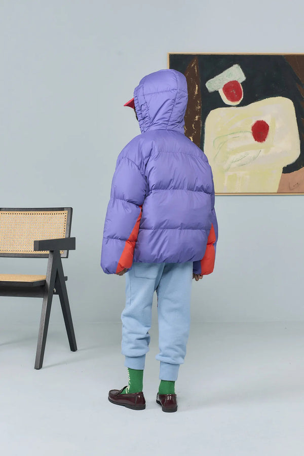 Purple Roadrunner Puffer Jacket MODEL BACK